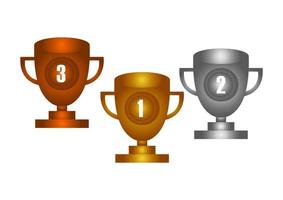 illustration of gold, silver and bronze trophies 2 vector