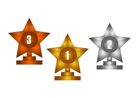 illustration of gold, silver and bronze star trophy with color gradation vector