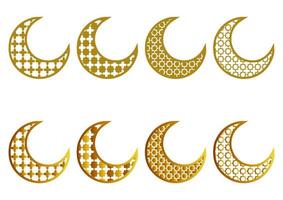 a collection of golden gradient colored moon illustrations vector