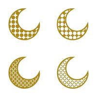 collection of golden moon illustrations vector
