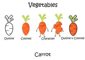 colección de ilustraciones de vegetales de zanahoria vector