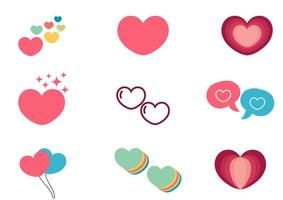 a collection of hearts with a variety of colors and styles vector