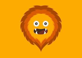 lion face in a cute style, with a yellow and brown color combination, and a yellow background vector