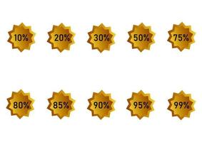 a collection of discount tags with a gradient of gold color vector