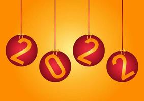 new year 2022 theme background with red balls saying 2022 vector