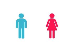 male and female toilet symbols, blue for men and pink for women