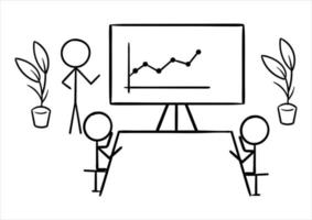 illustration of a stick man who is in a meeting vector