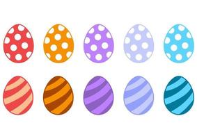 colorful eggs with beautiful and bright colors, with a white polka-dot design on each egg vector