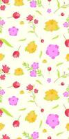 seamless floral pattern with purple, yellow, green, pink color vector