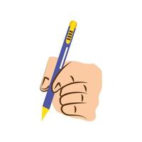 left hand with pen vector