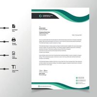 business wave letterhead template design illustration Green modern a4 letterhead fully print ready and customizable vector