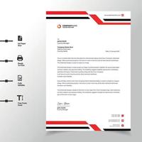 business wave letterhead template design illustration red modern a4 letterhead fully print ready and customizable vector