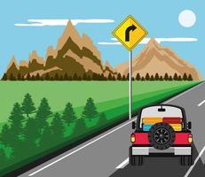 jeep trip landscape vector