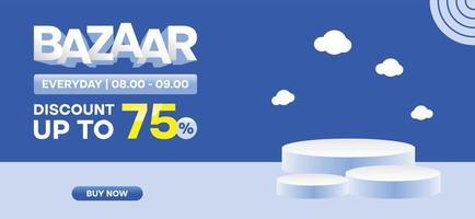 Sales Bazaar Background With Podium Sky vector