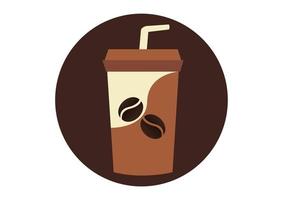 Ilustración de café frío con granos de café en el medio vector