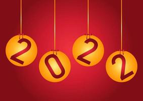new year 2022 theme background with golden balls saying 2022 vector