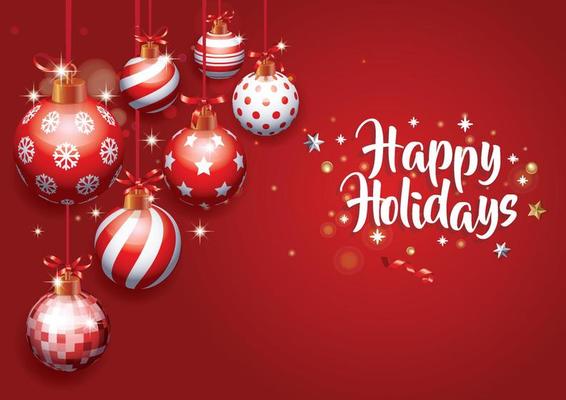 Happy Holiday Realistic colorful Christmas ball ornaments white background xmas and ornament winter