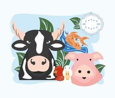 farm animals organic produce vector