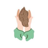 hands with soil vector