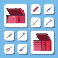 toolboxes and tools vector