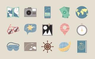 conjunto de iconos de viaje vector