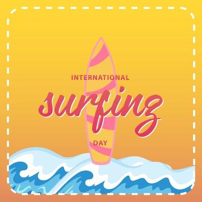 International Surfing Day Banner in Cartoon Style