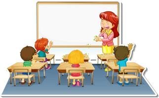 Teacher sneezing and spreading virus in the classroom vector