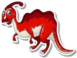 etiqueta engomada del personaje de dibujos animados del dinosaurio parasaurolophus vector