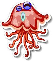 etiqueta engomada de la historieta del animal marino de las medusas vector