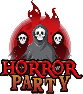 Horror Party banner with three ghosts