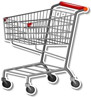 Shopping trolley on white background