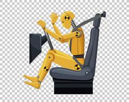 Crash test dummy in a car seat on grid background vector