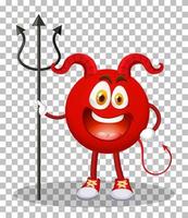 A Red Devil cartoon character with facial expression on grid background vector