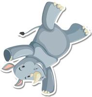 Rhinoceros dancing cartoon character sticker vector