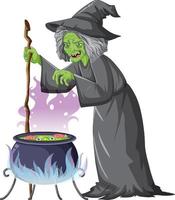 Wicked old witch character on white background vector