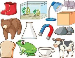 Set of various animals and objects vector