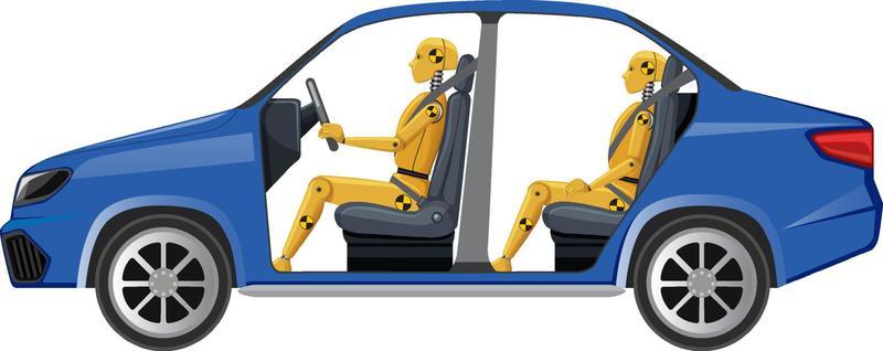 Crash test dummy in a car