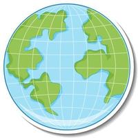 Earth globe cartoon sticker on white background vector