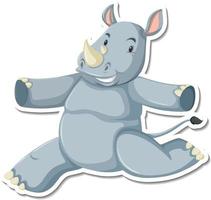 Happy rhinoceros cartoon character sticker vector