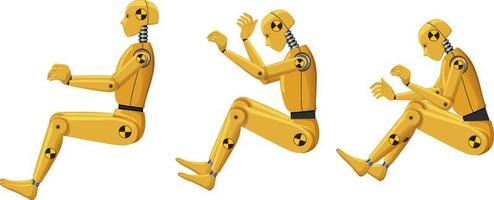 Set of different crash test dummy poses vector