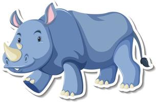 Cute rhinoceros cartoon character sticker vector