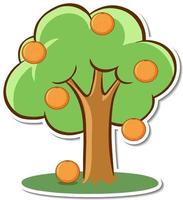 Orange tree sticker on white background vector