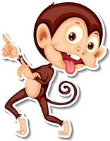 Monkey with teasing face cartoon character sticker vector