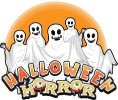 Halloween Horror word with ghost logo vector