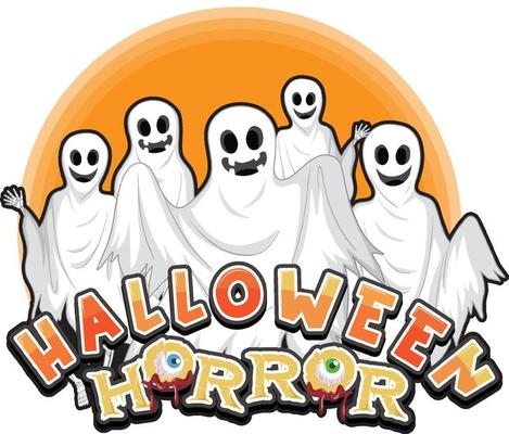 Halloween Horror word with ghost logo
