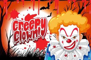Creepy clown poster with killer clown character vector