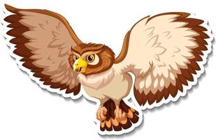 Brown owl bird cartoon character sticker vector