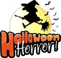 Halloween Horror banner with witch silhouette vector