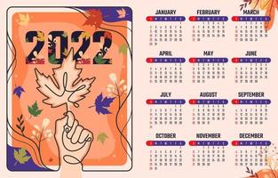 2022 Floral Calendar vector