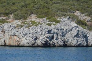 Aegean Sea in Turkey, panorama of mountains and coast photo